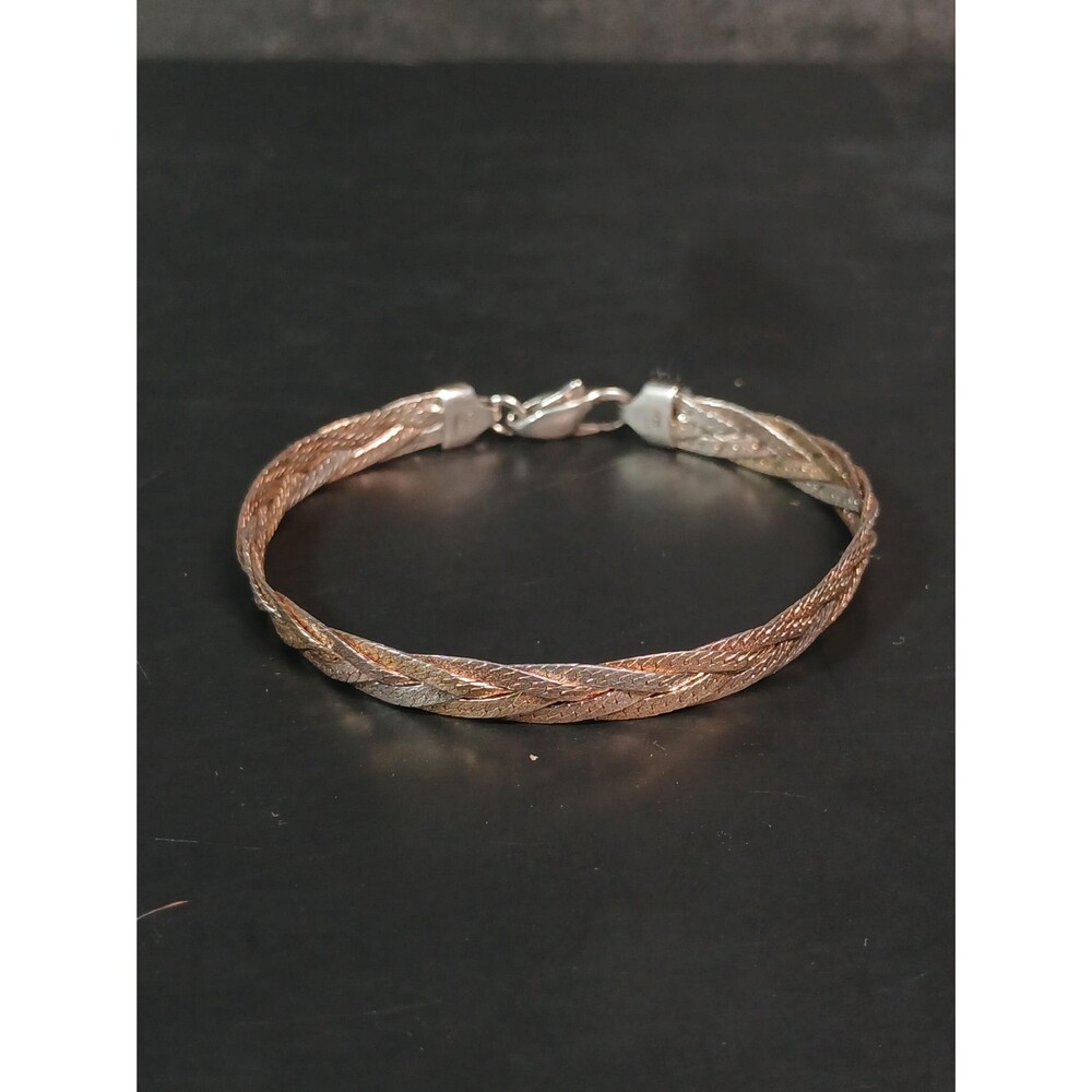Danecraft Primavera Sterling Silver 3-Tone Braided Italian Bracelet ~7"